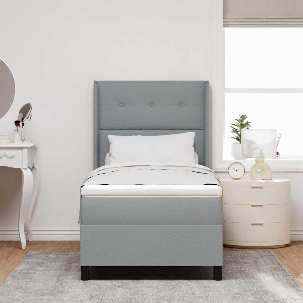 Boxspringbett mit Kissen Hellgrau 200 x 100 cm Stoff