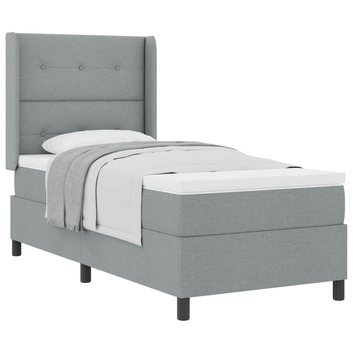 Boxspringbett mit Kissen Hellgrau 200 x 100 cm Stoff