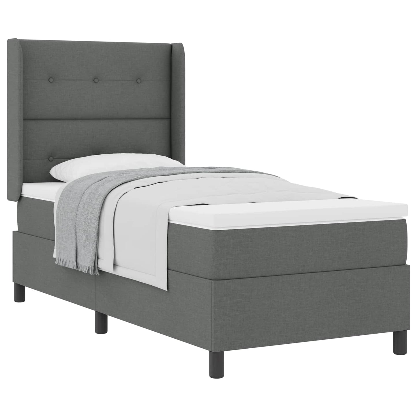 Boxspringbett mit Kissen Dunkelgrau 200 x 100 cm Stoff