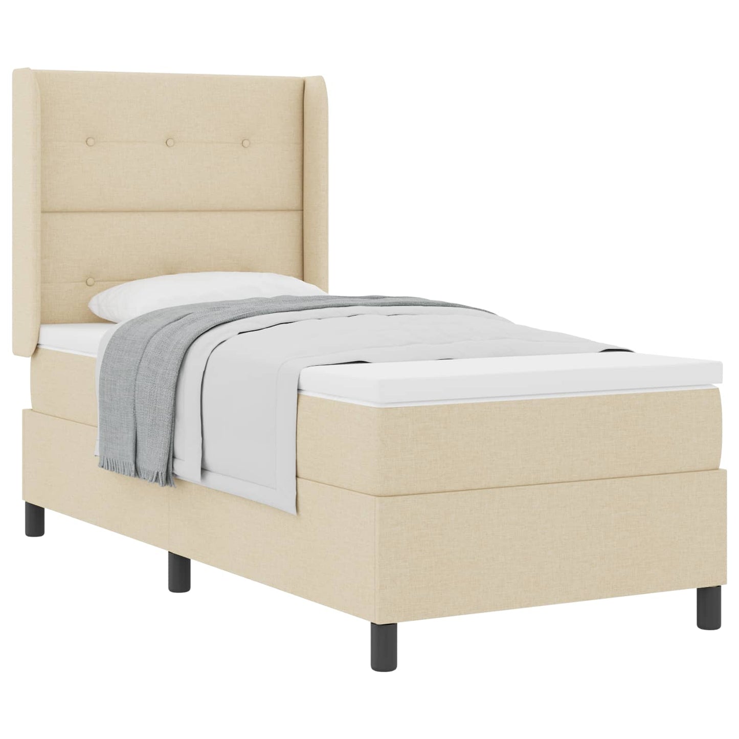 Boxspringbett mit Kissen mit Kopfteil Creme 200 x 100 cm Stoff
