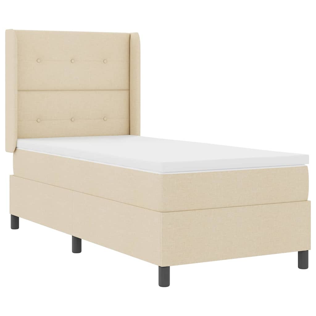 Boxspringbett mit Kissen mit Kopfteil Creme 200 x 100 cm Stoff