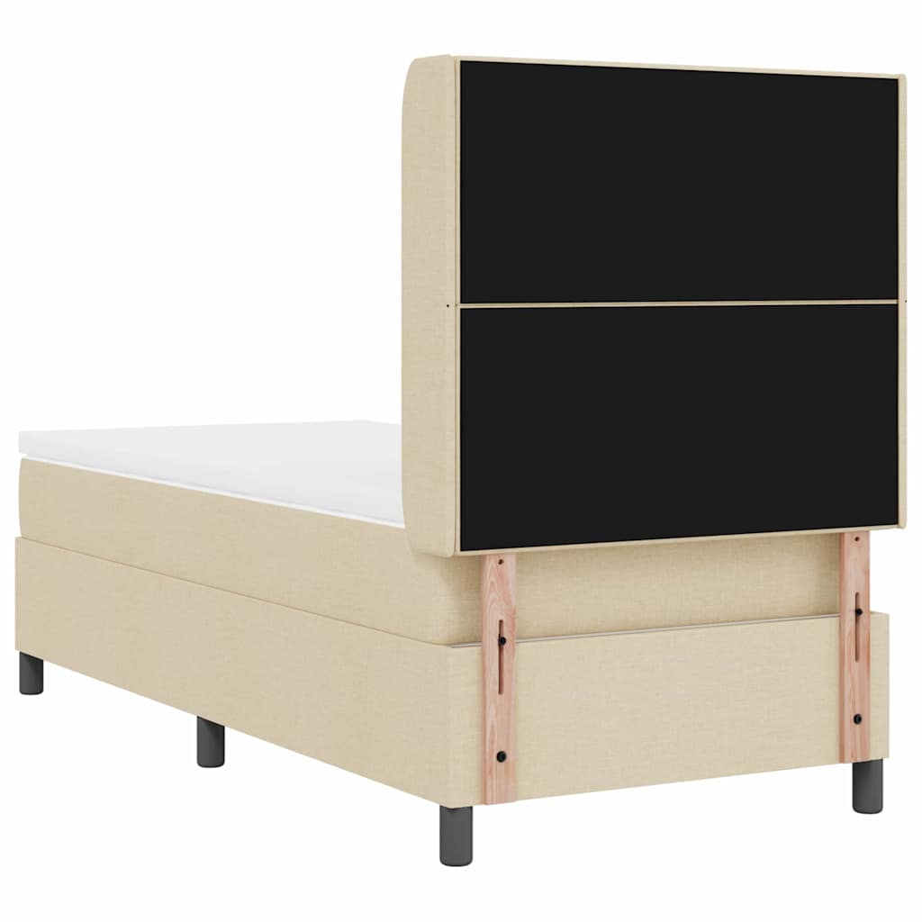 Boxspringbett mit Kissen mit Kopfteil Creme 200 x 100 cm Stoff