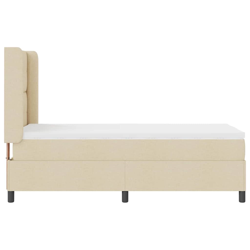 Boxspringbett mit Kissen mit Kopfteil Creme 200 x 100 cm Stoff