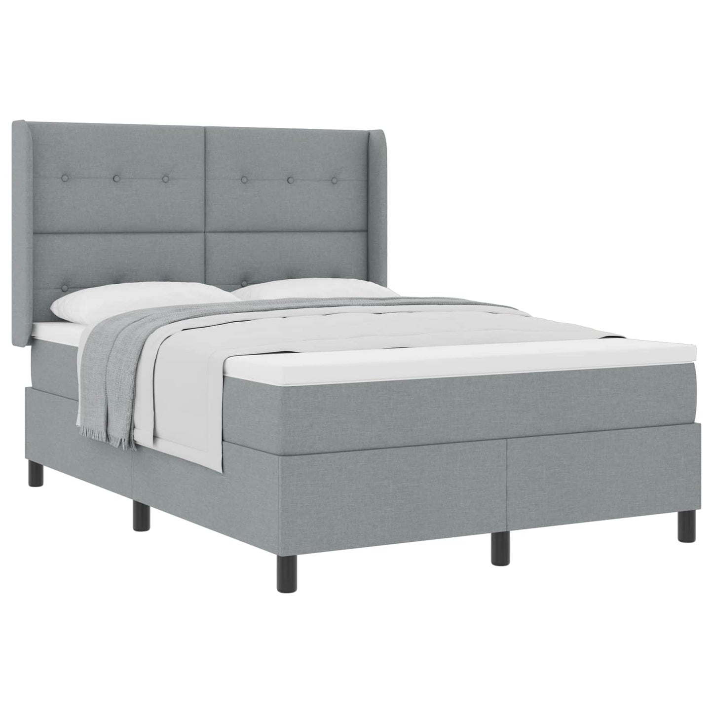 Boxspringbett mit Matratze Hellgrau 190 x 140 cm Stoff