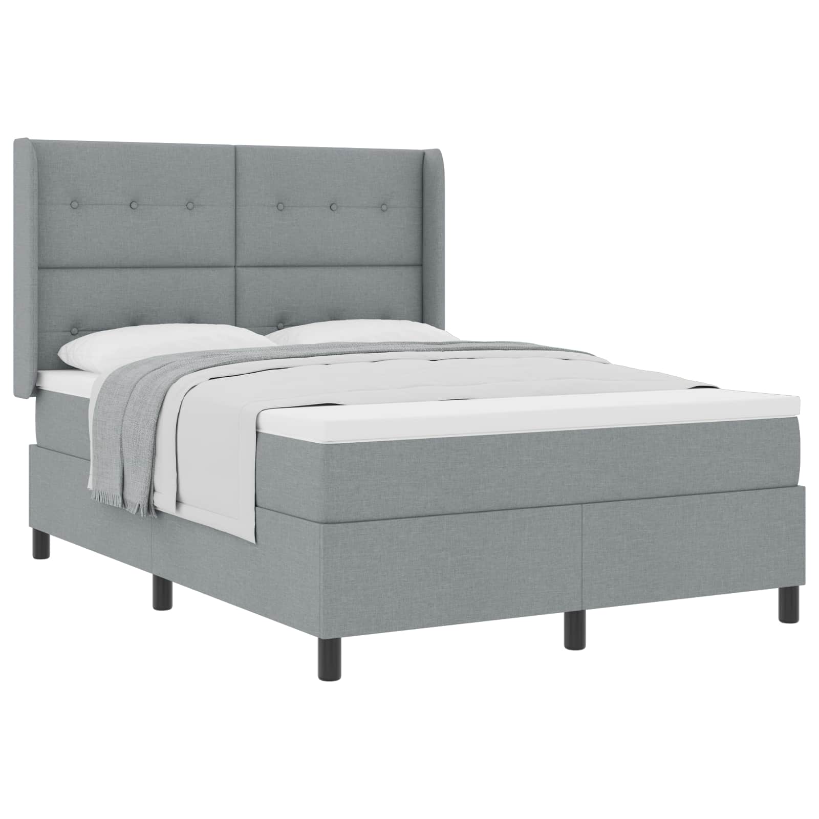Boxspringbett mit Matratze Hellgrau 190 x 140 cm Stoff