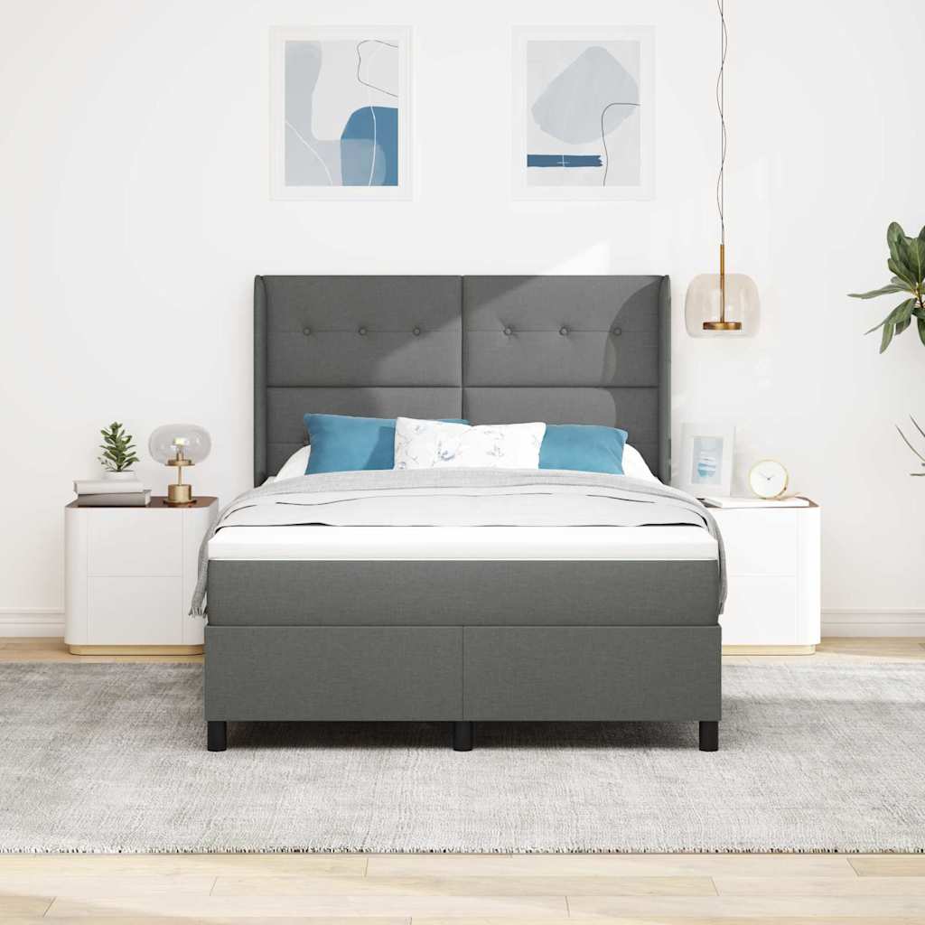 Boxspringbett mit Kissen Dunkelgrau 190 x 140 cm Stoff