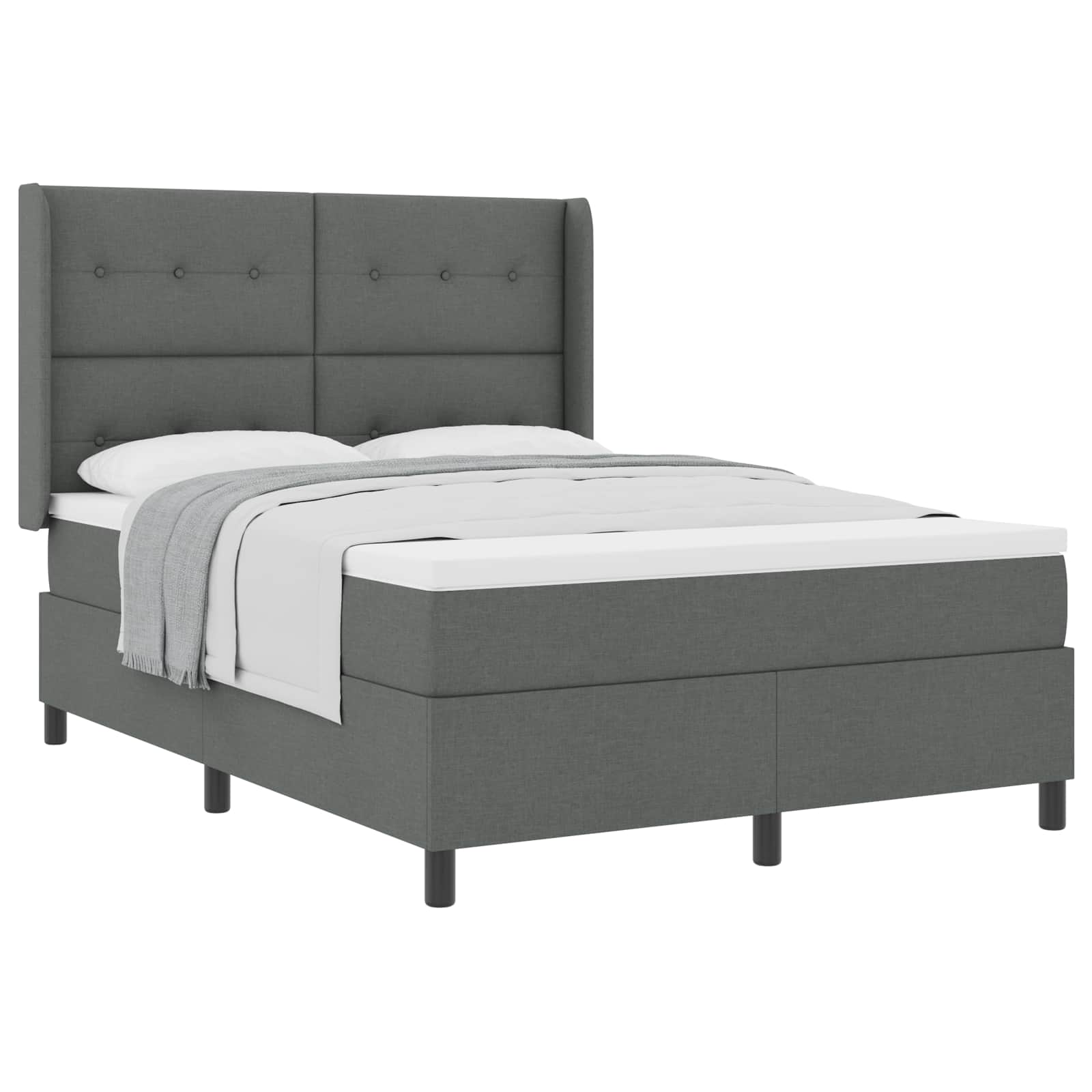 Boxspringbett mit Kissen Dunkelgrau 190 x 140 cm Stoff