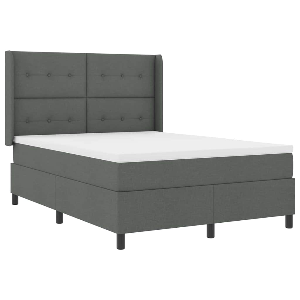Boxspringbett mit Kissen Dunkelgrau 190 x 140 cm Stoff