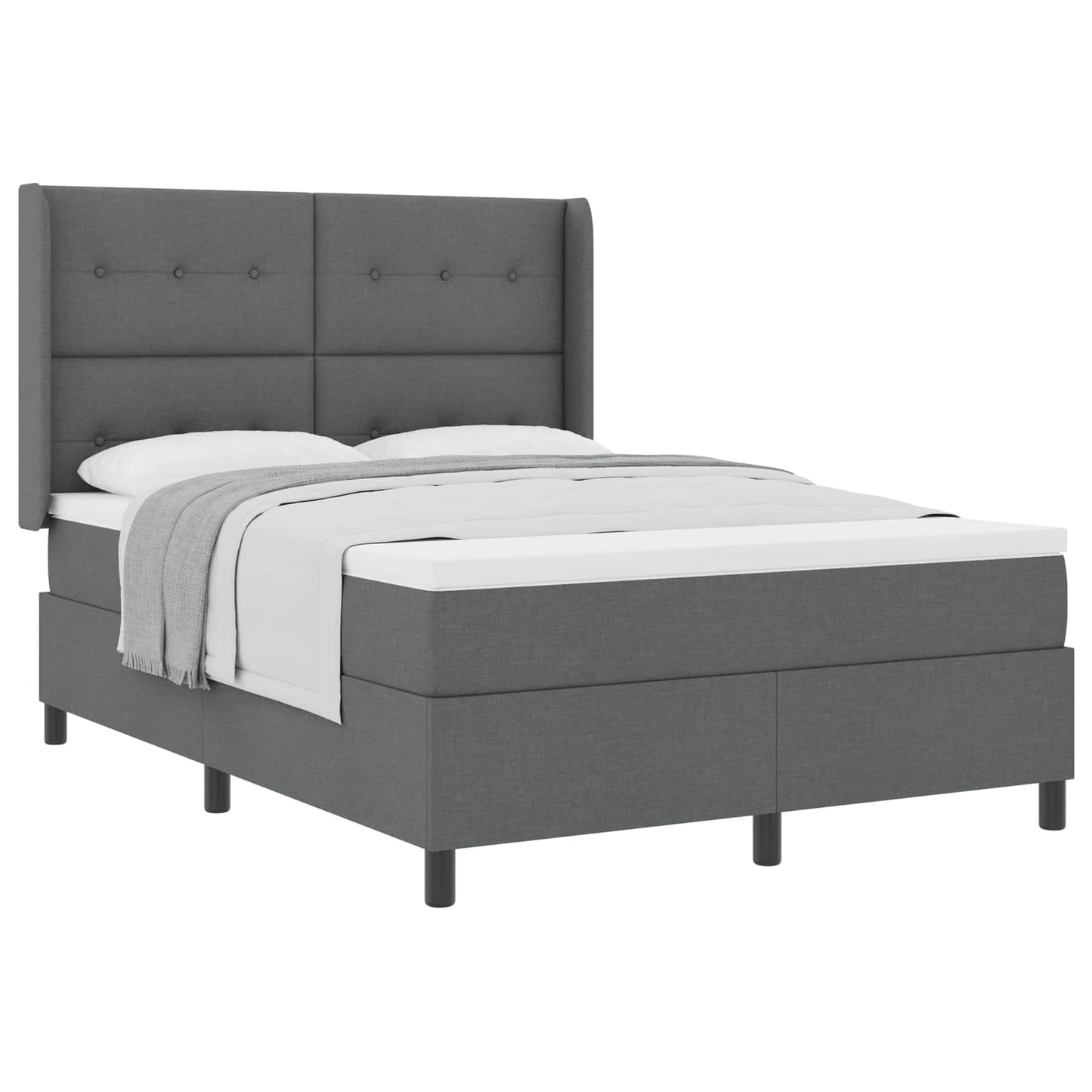 Boxspringbett mit Kissen Dunkelgrau 200 x 140 cm Stoff