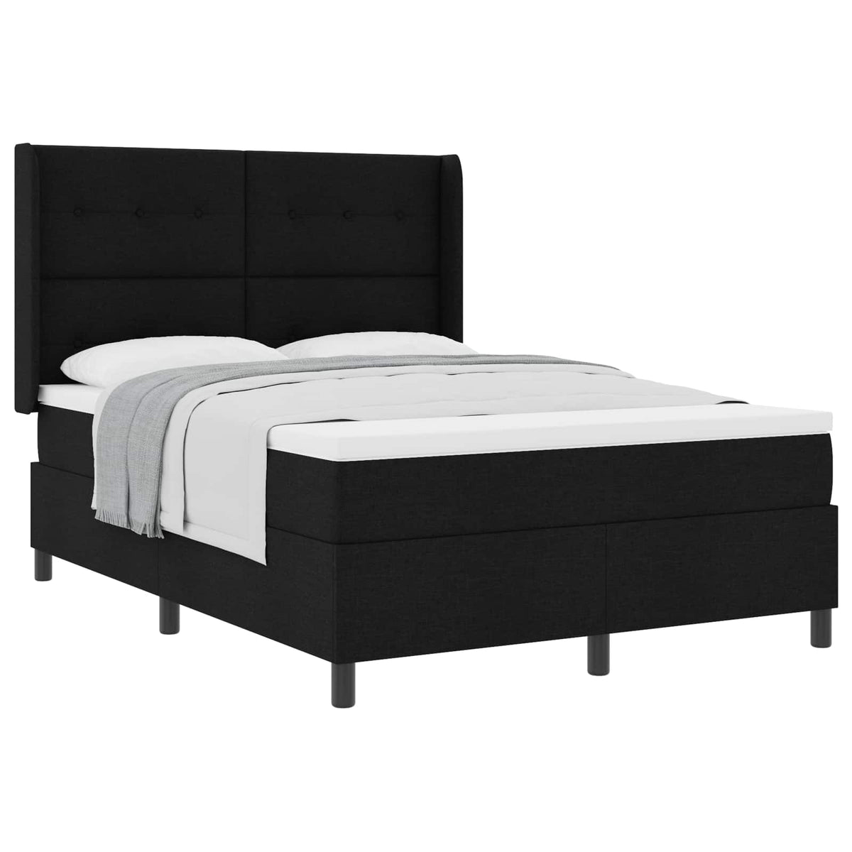 Boxspringbett mit Kissen Schwarz 200 x 140 cm Stoff