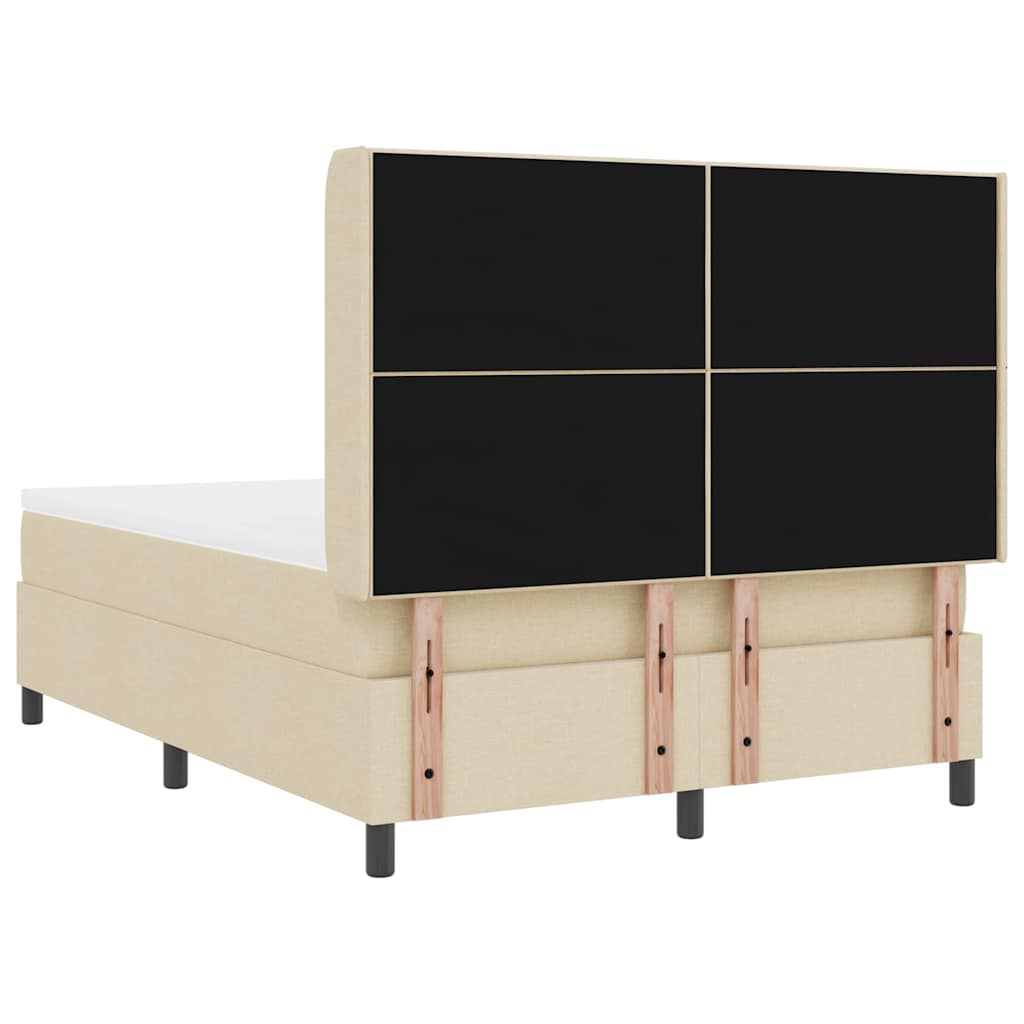 Boxspringbett mit Kissen mit Kopfteil Creme 200 x 140 cm Stoff