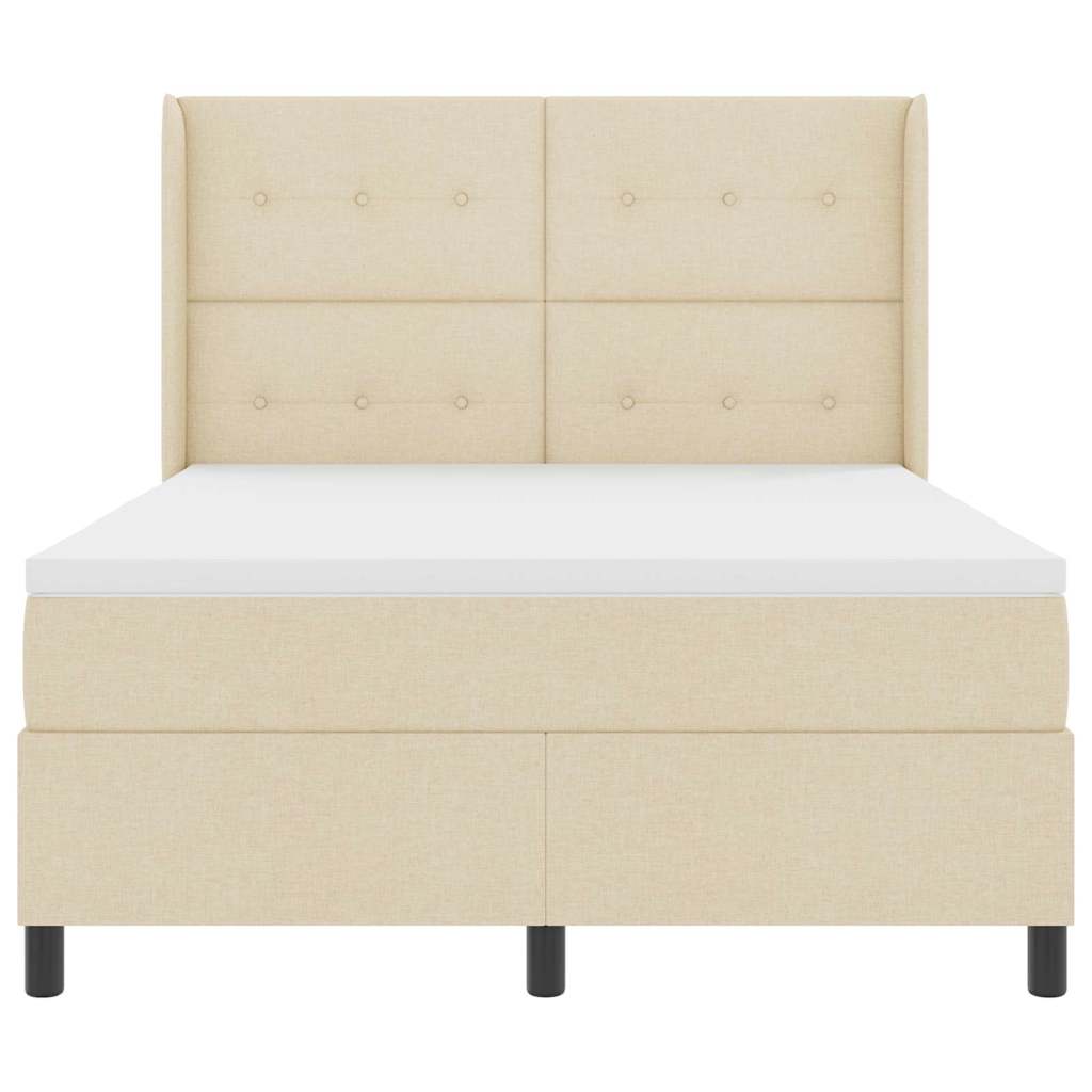 Boxspringbett mit Kissen mit Kopfteil Creme 200 x 140 cm Stoff