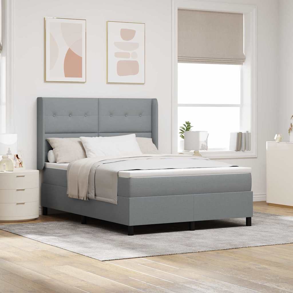 Boxspringbett mit Kissen Hellgrau 200 x 160 cm Stoff