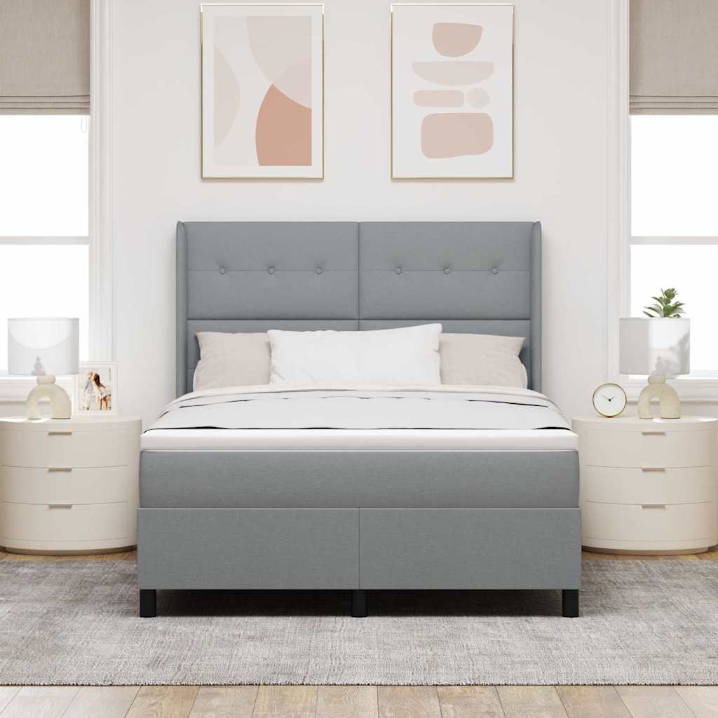 Boxspringbett mit Kissen Hellgrau 200 x 160 cm Stoff