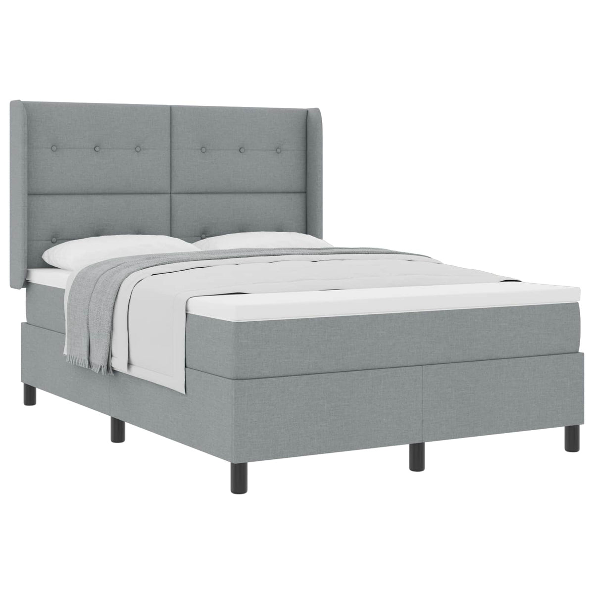 Boxspringbett mit Kissen Hellgrau 200 x 160 cm Stoff