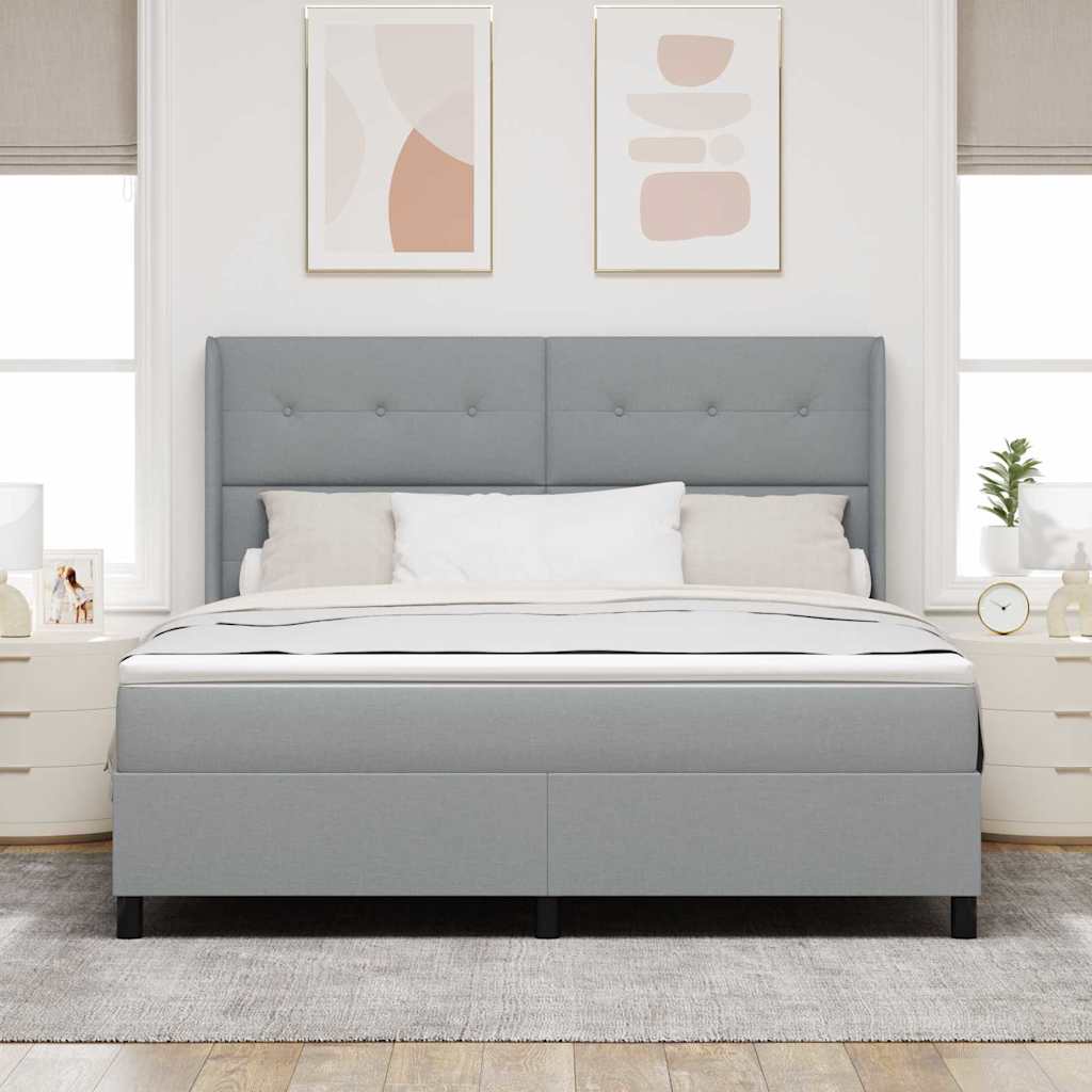 Boxspringbett mit Kissen Hellgrau 200 x 180 cm Stoff