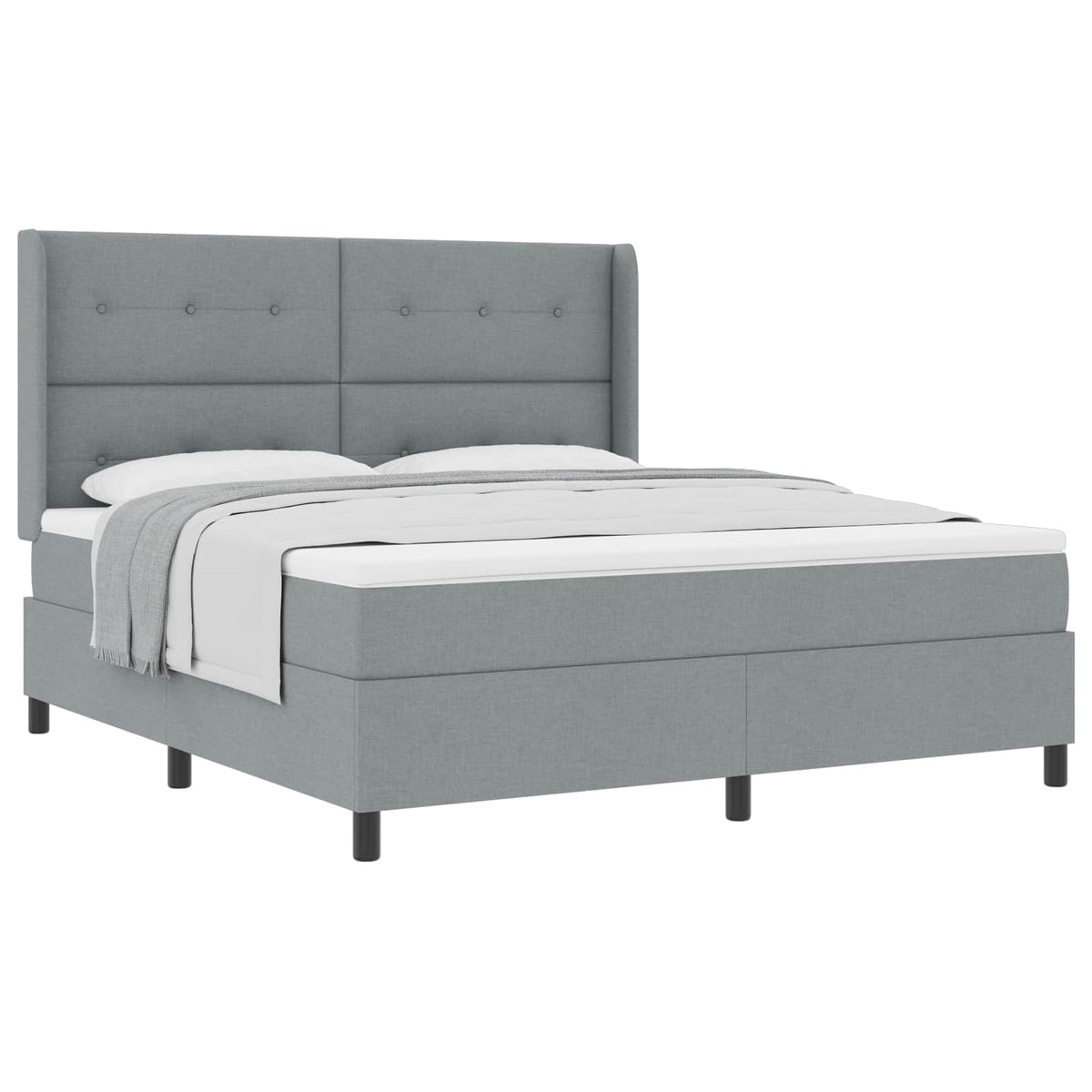 Boxspringbett mit Kissen Hellgrau 200 x 180 cm Stoff