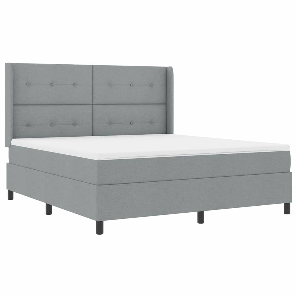 Boxspringbett mit Kissen Hellgrau 200 x 180 cm Stoff