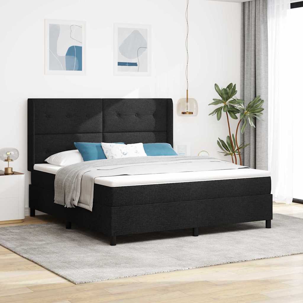Boxspringbett mit Kissen Schwarz 200 x 180 cm Stoff