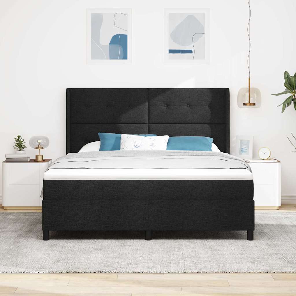 Boxspringbett mit Kissen Schwarz 200 x 180 cm Stoff