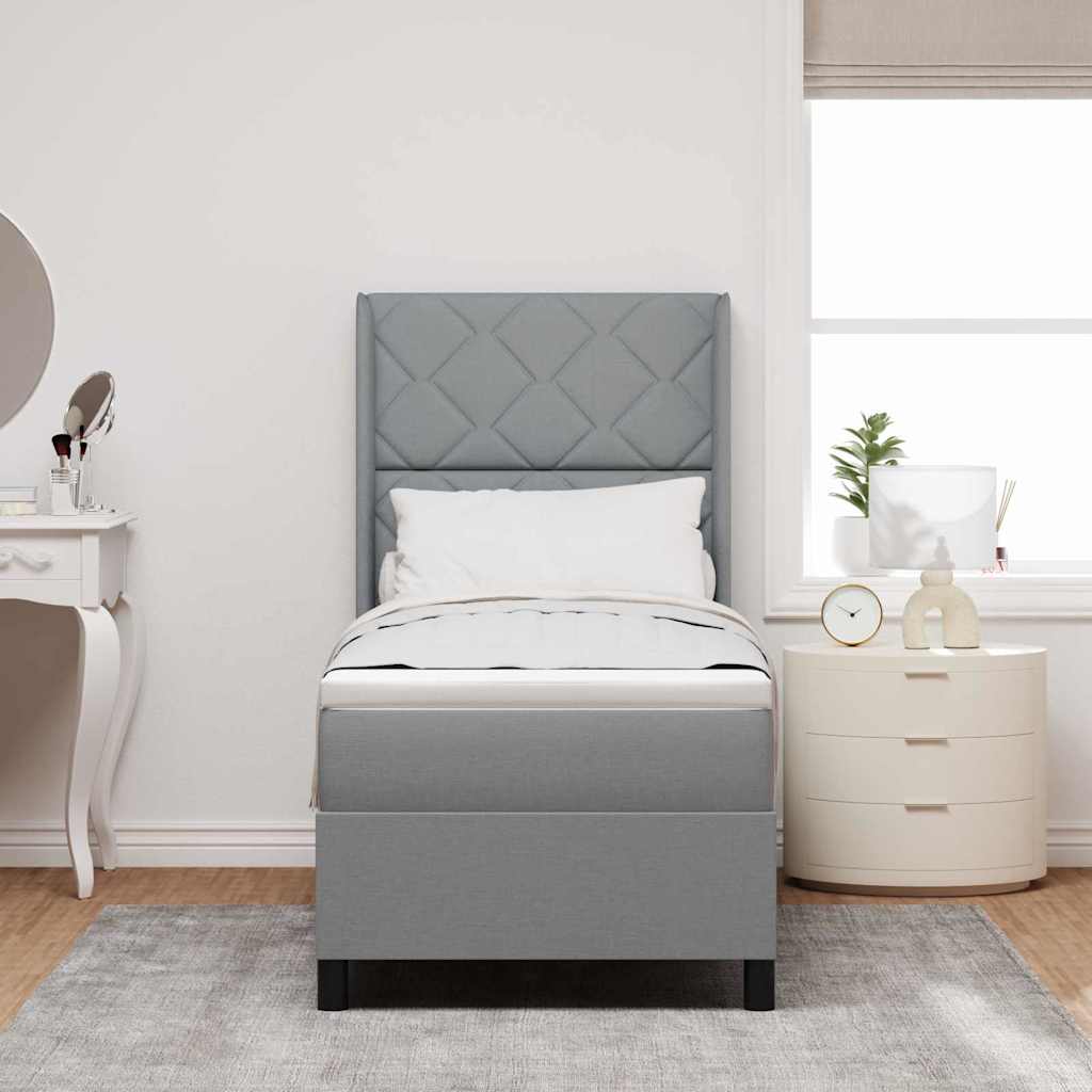 Boxspringbett mit Kissen Hellgrau 200 x 80 cm Stoff
