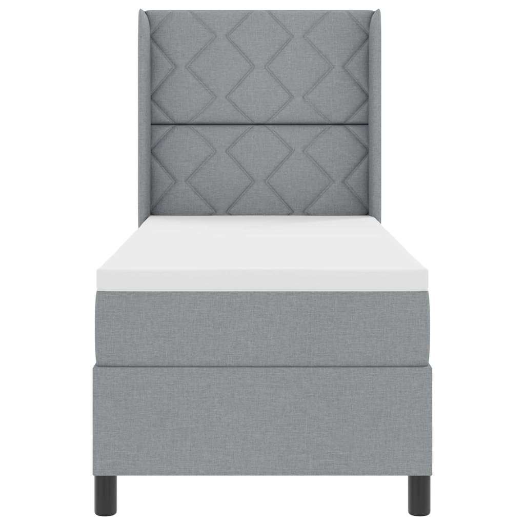 Boxspringbett mit Kissen Hellgrau 200 x 80 cm Stoff