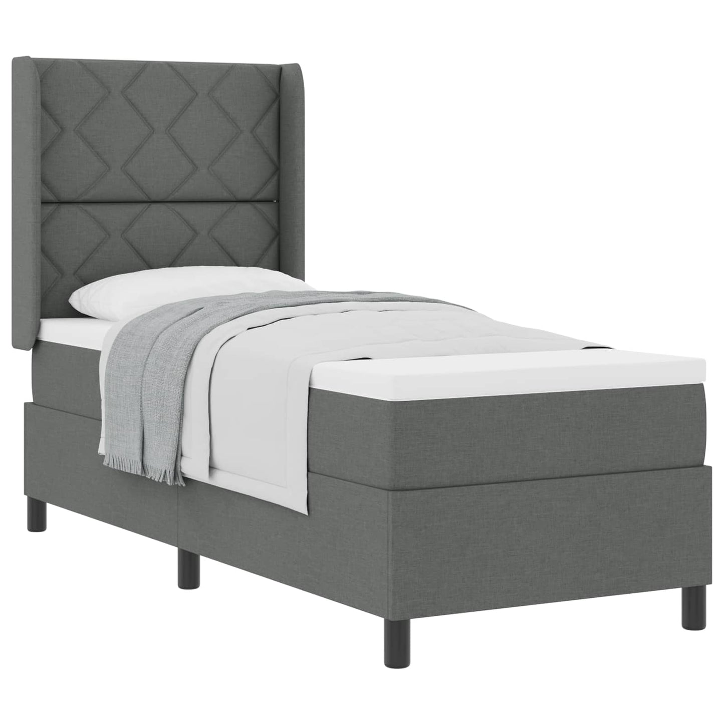 Boxspringbett mit Kissen Dunkelgrau 200 x 80 cm Stoff