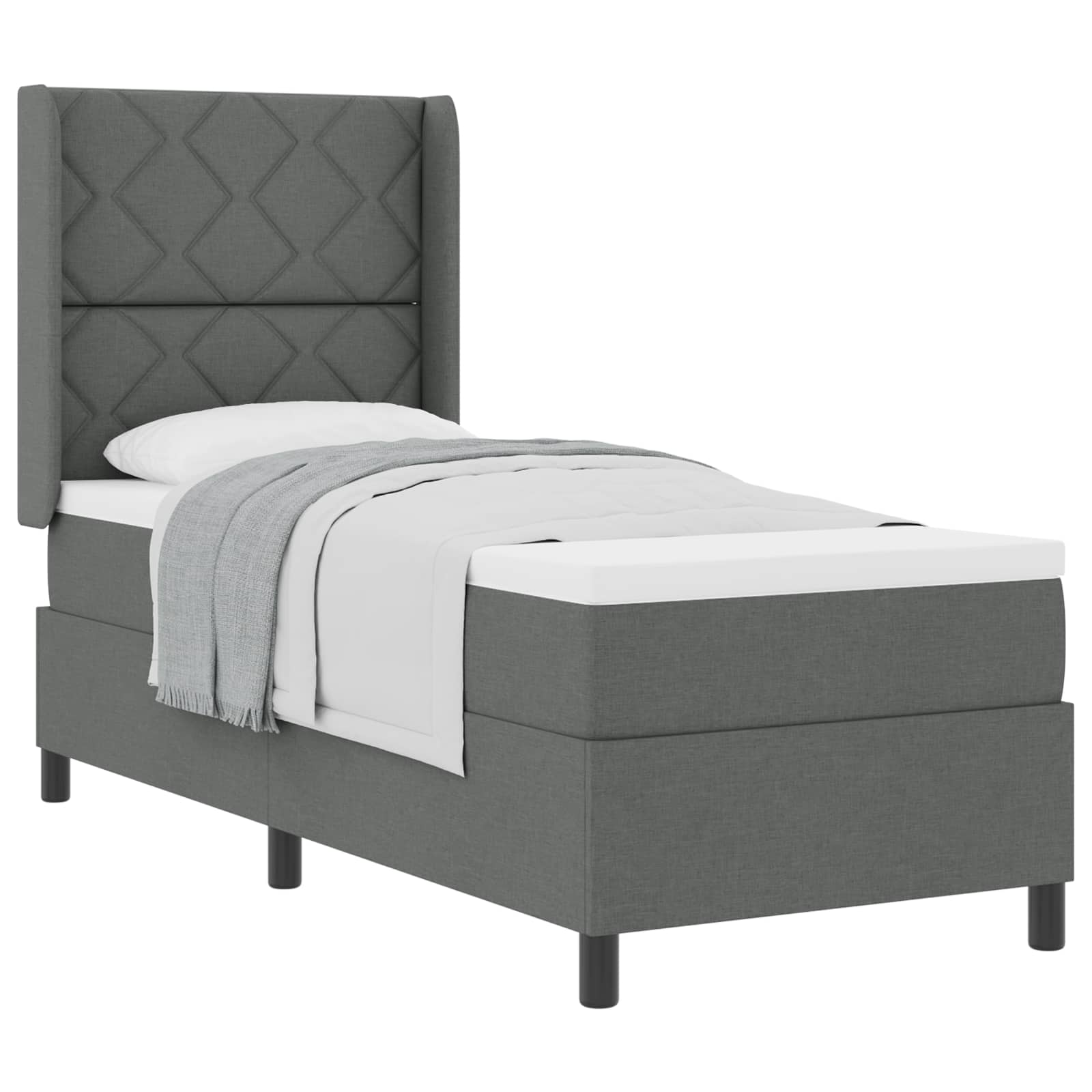 Boxspringbett mit Kissen Dunkelgrau 200 x 80 cm Stoff