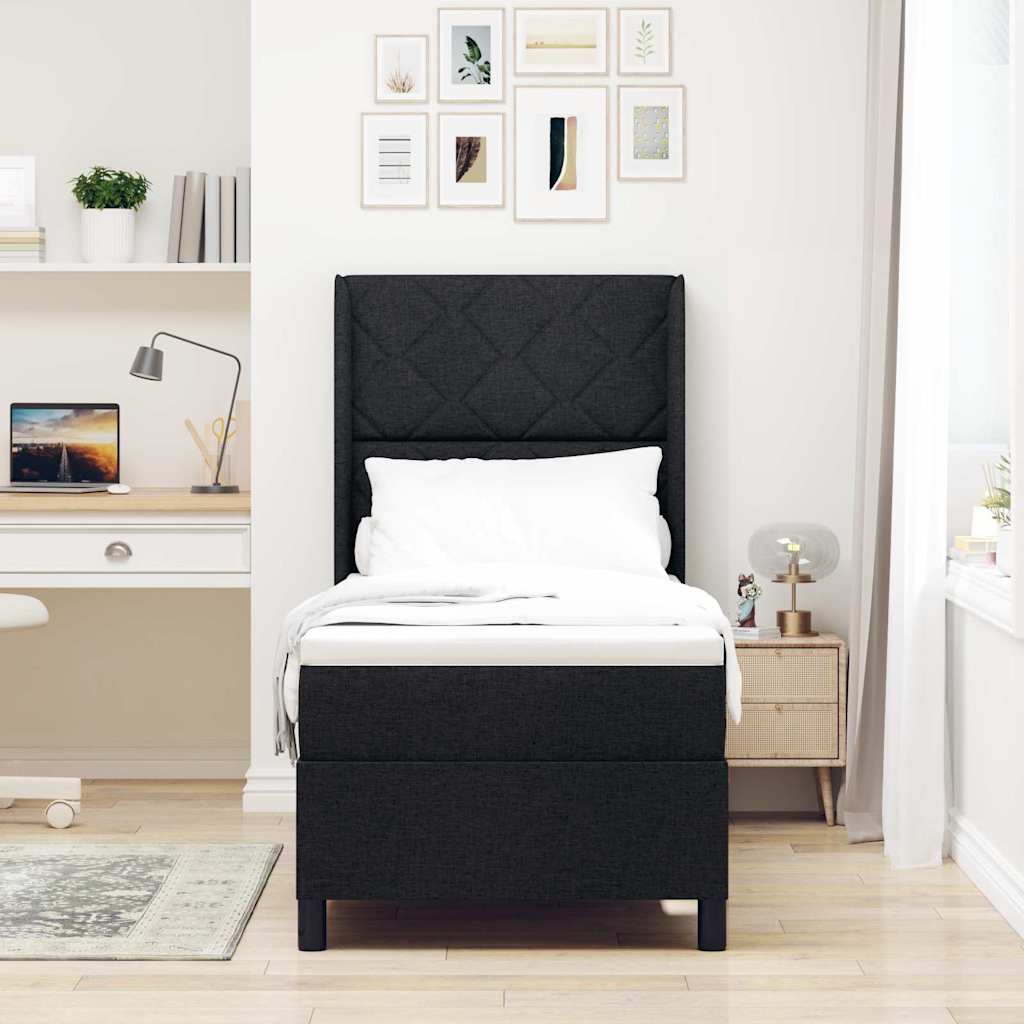 Boxspringbett mit Kissen mit Kopfteil Schwarz 200 x 80 cm Stoff