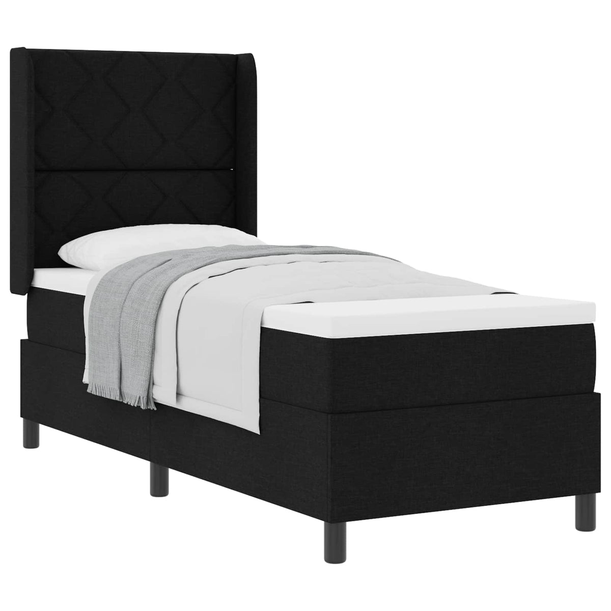 Boxspringbett mit Kissen mit Kopfteil Schwarz 200 x 80 cm Stoff