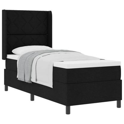 Boxspringbett mit Kissen mit Kopfteil Schwarz 200 x 80 cm Stoff