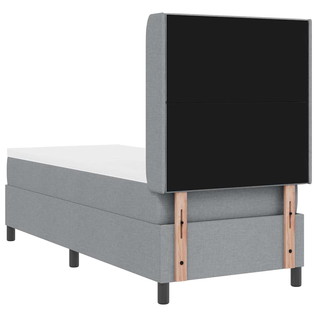 Boxspringbett mit Kissen Hellgrau 190 x 90 cm Stoff