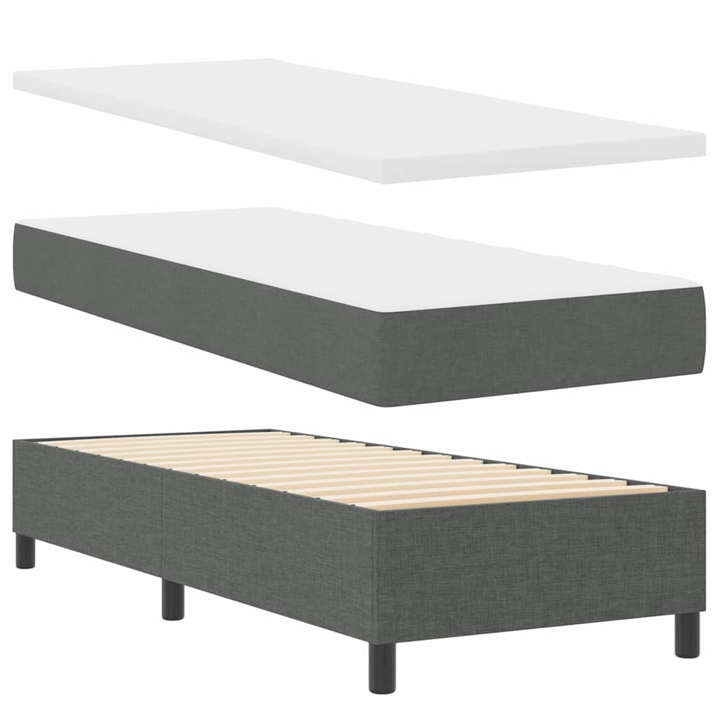 Boxspringbett mit Kissen Dunkelgrau 190 x 90 cm Stoff