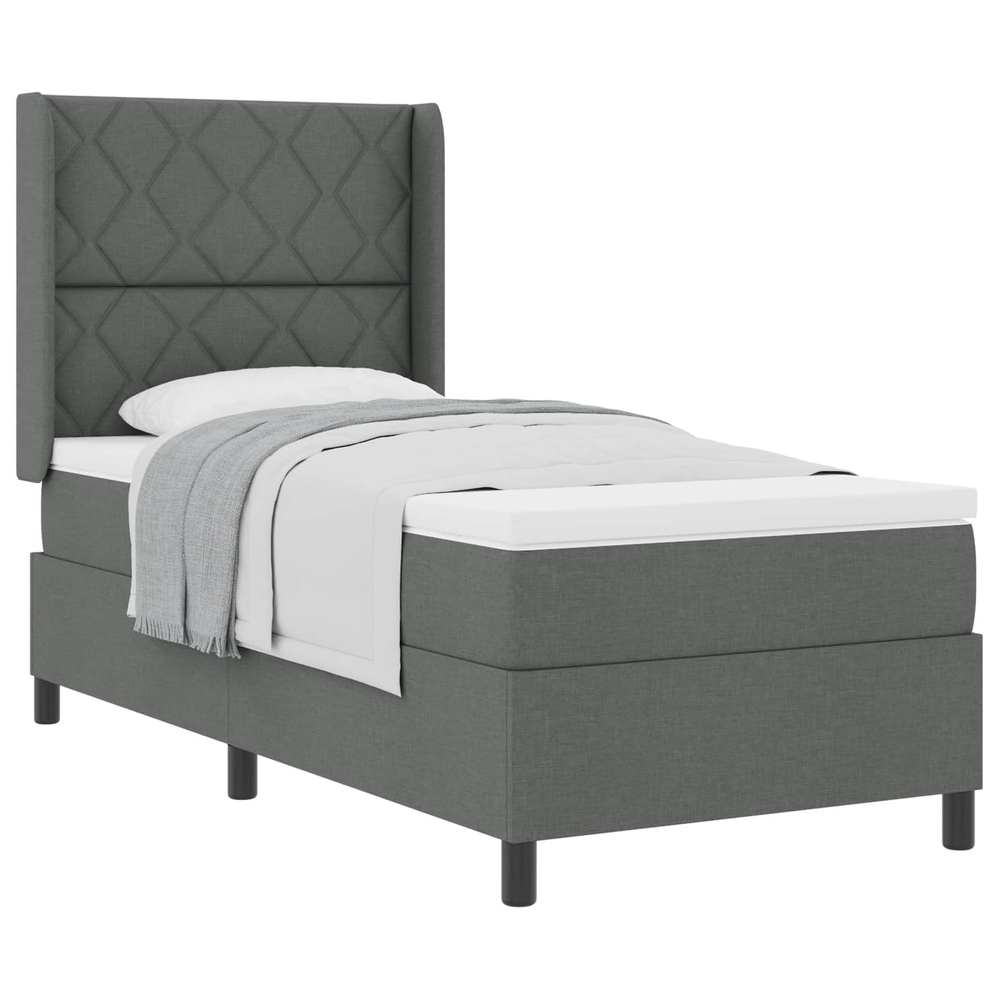 Boxspringbett mit Kissen Dunkelgrau 200 x 100 cm Stoff