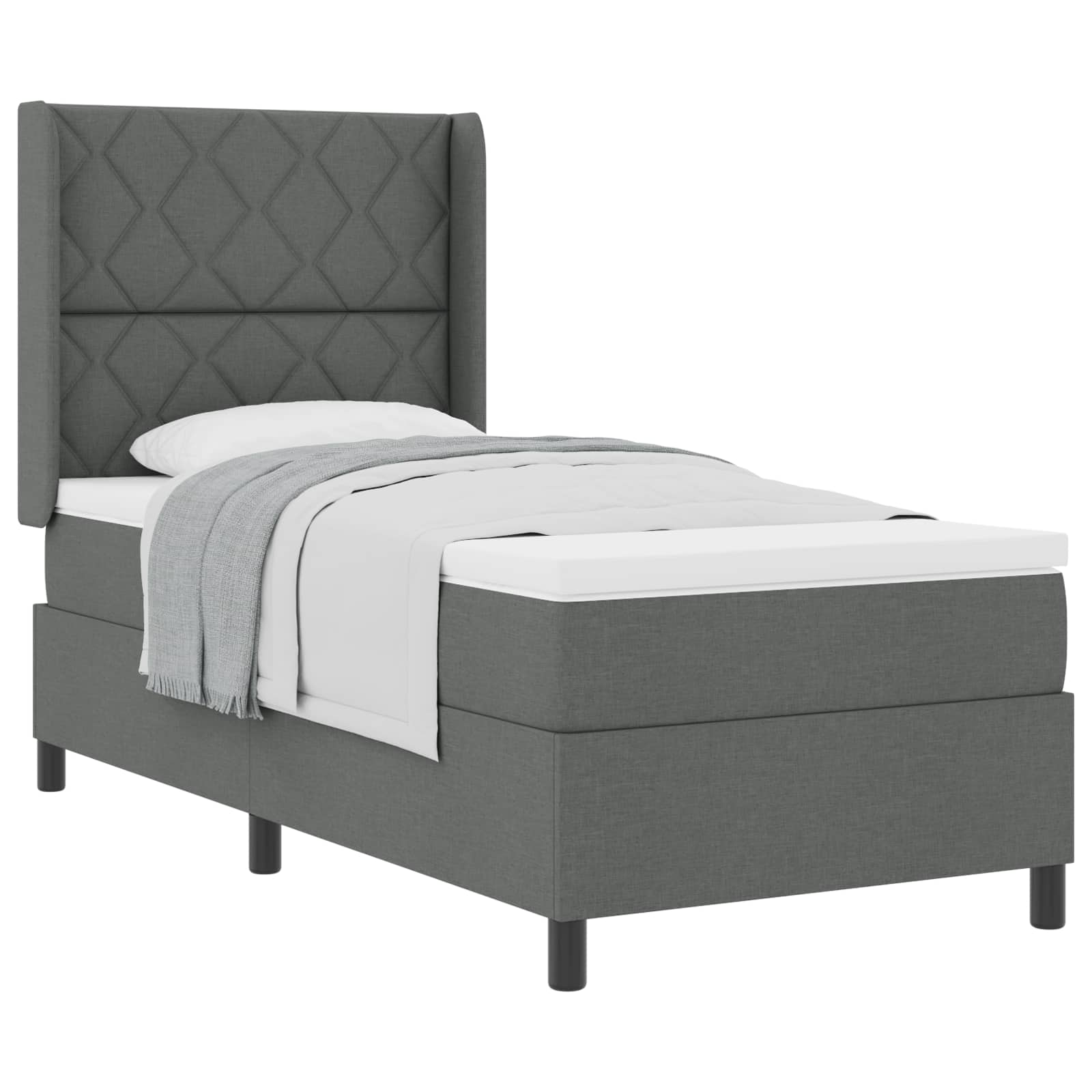 Boxspringbett mit Kissen Dunkelgrau 200 x 100 cm Stoff