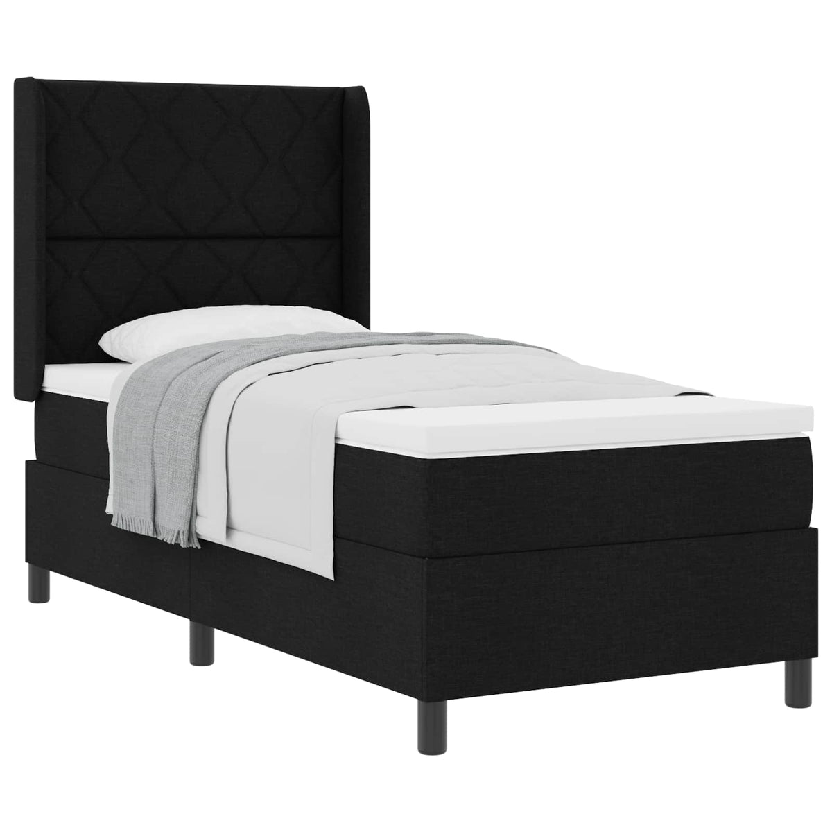 Boxspringbett mit Kissen Schwarz 200 x 100 cm Stoff