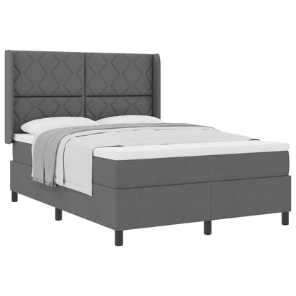 Boxspringbett mit Kissen Dunkelgrau 200 x 140 cm Stoff