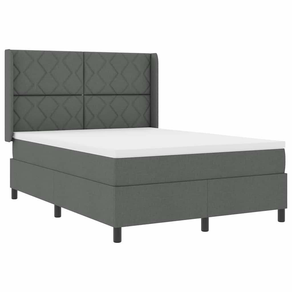 Boxspringbett mit Kissen Dunkelgrau 200 x 140 cm Stoff