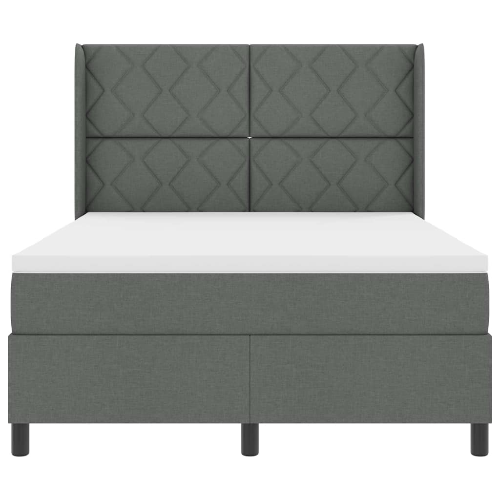 Boxspringbett mit Kissen Dunkelgrau 200 x 140 cm Stoff