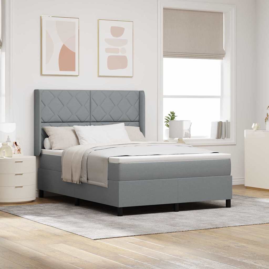 Boxspringbett mit Kissen Hellgrau 200 x 160 cm Stoff