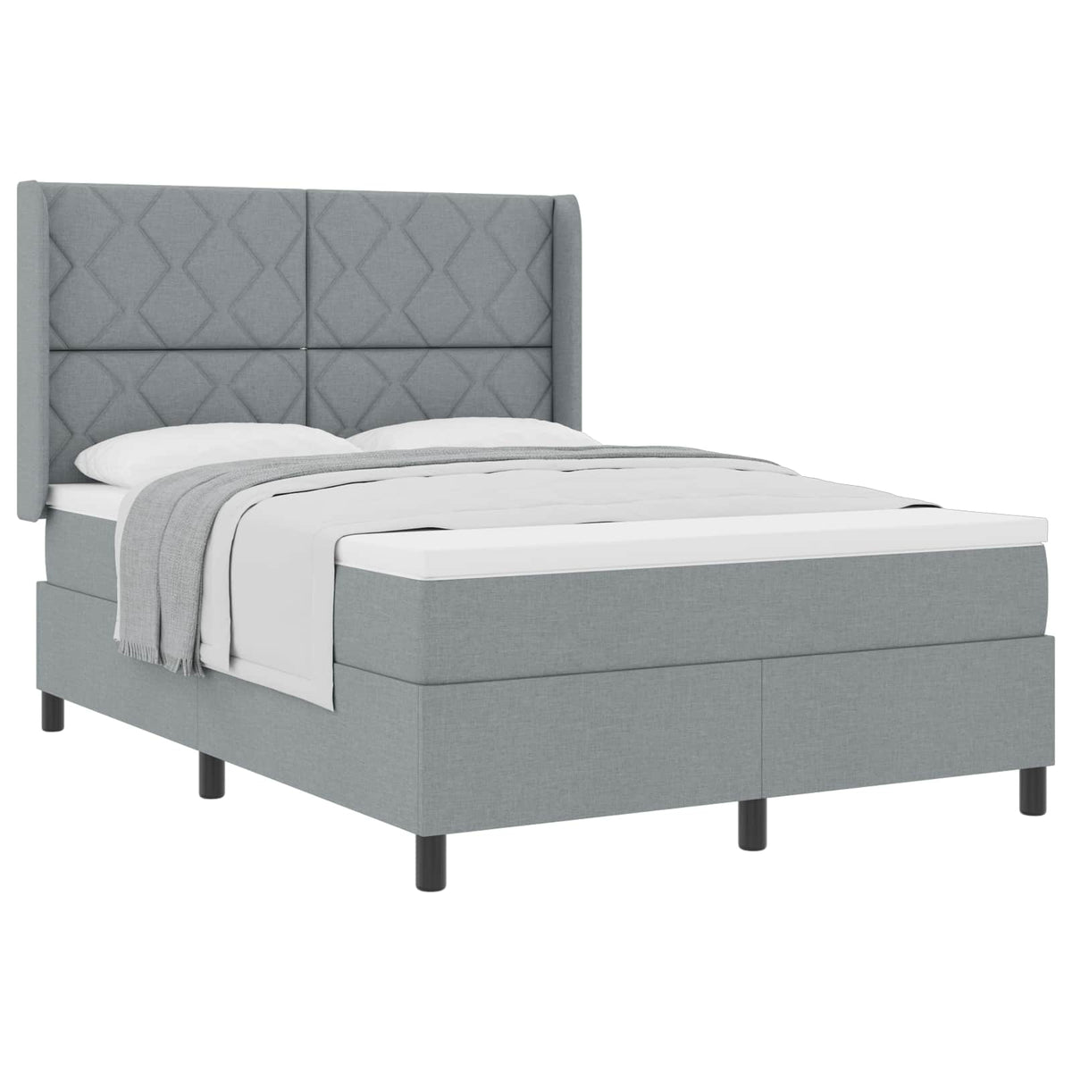 Boxspringbett mit Kissen Hellgrau 200 x 160 cm Stoff