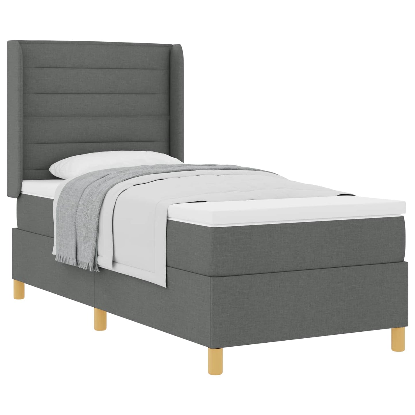 Boxspringbett mit Matratze Dunkelgrau 80 x 200 cm Stoff