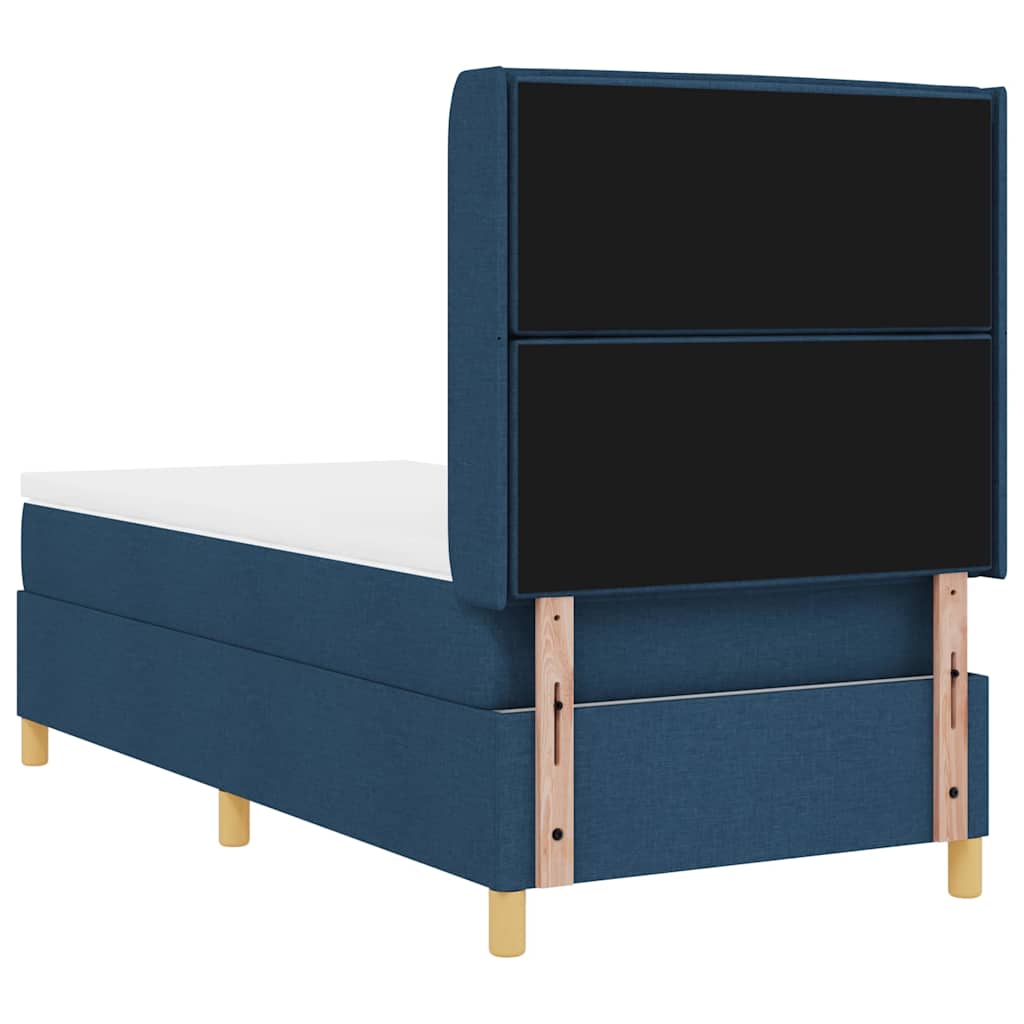 Boxspringbett mit Matratze mit Kopfteil Blau 90 x 190 cm Stoff