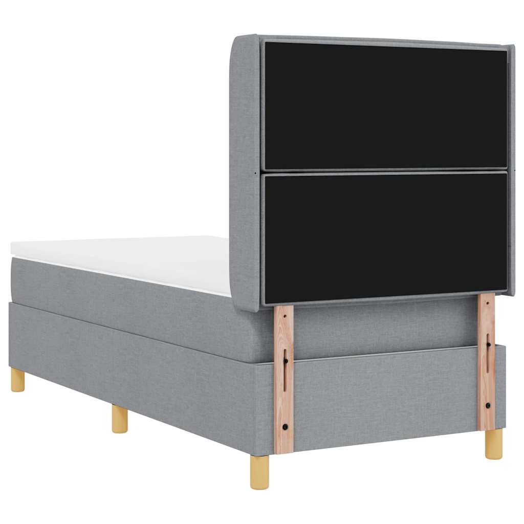 Boxspringbett mit Matratze Hellgrau 90 x 200 cm Stoff