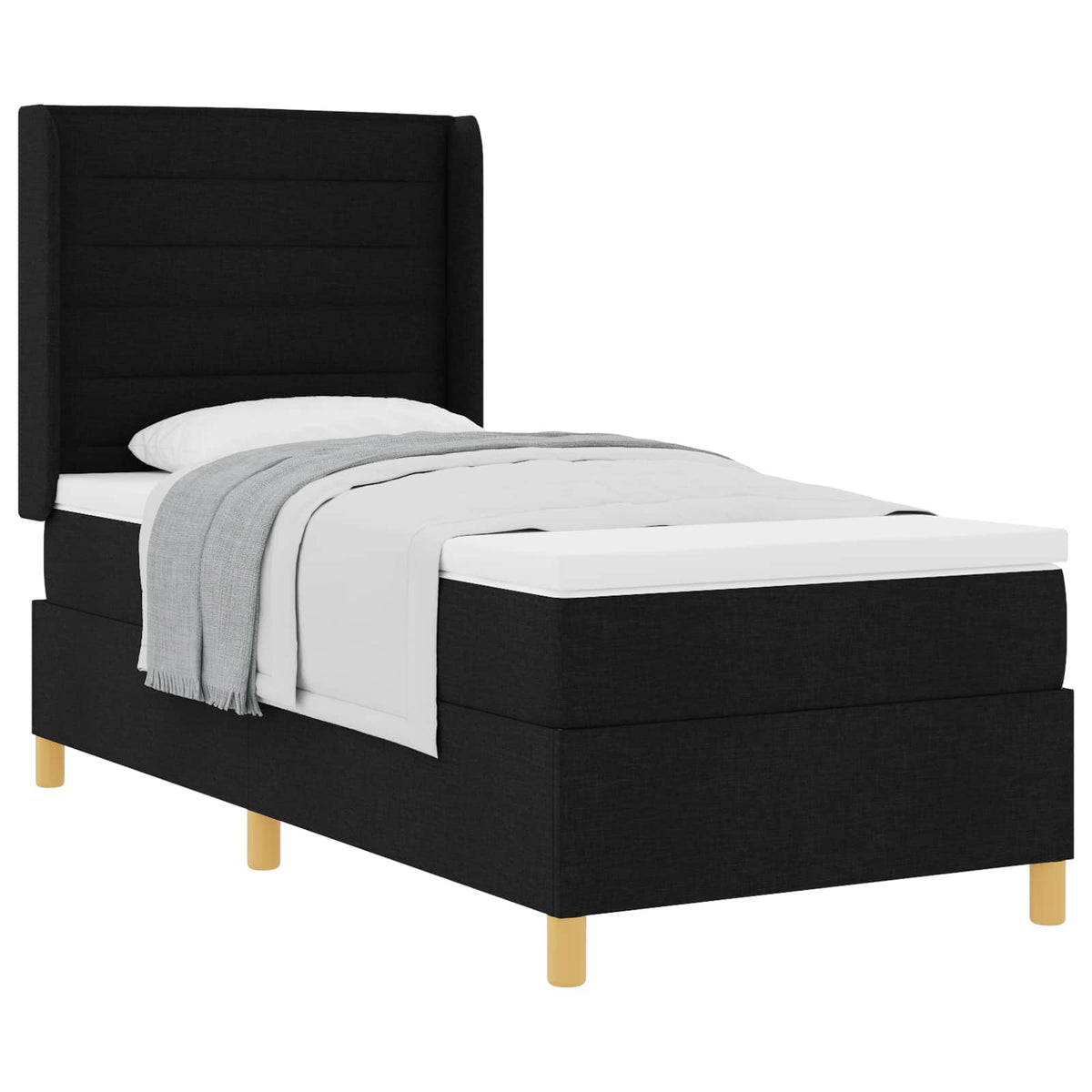 Boxspringbett mit Matratze Schwarz 90 x 200 cm Stoff
