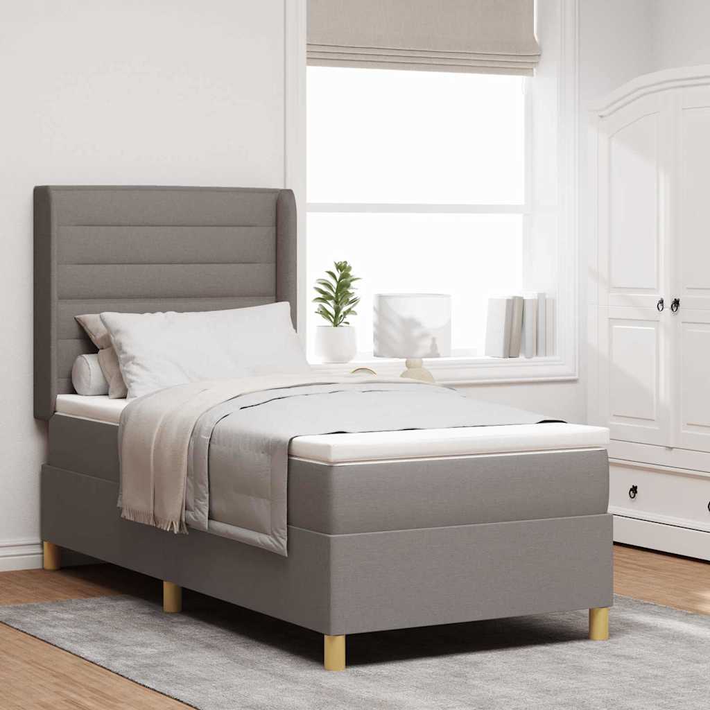 Boxspringbett mit Kopfteil Taupe 90 x 200 cm Stoff