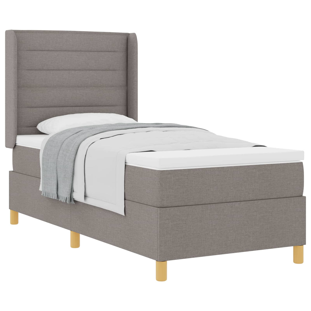 Boxspringbett mit Kopfteil Taupe 90 x 200 cm Stoff
