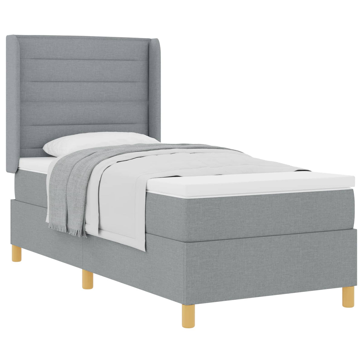 Boxspringbett mit Kopfteil Hellgrau 100 x 200 cm Stoff
