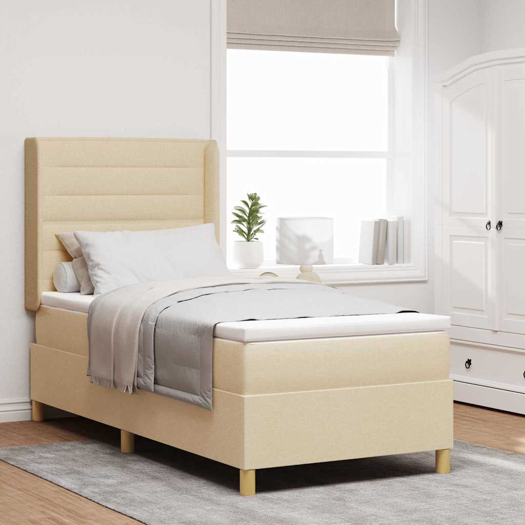 Boxspringbett mit Matratze Creme 100 x 200 cm Stoff