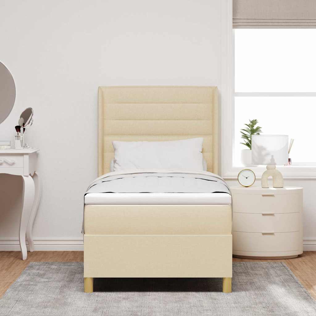 Boxspringbett mit Matratze Creme 100 x 200 cm Stoff